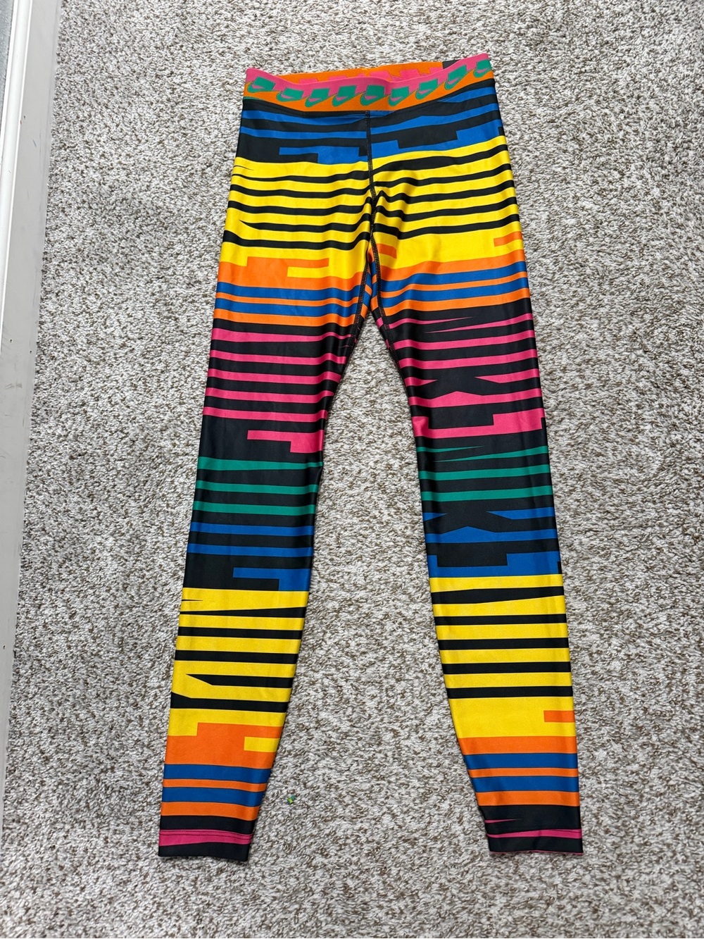 Nike Multicolor Striped women’s Leggings - Yellow, Pink, Blue, Green, Black